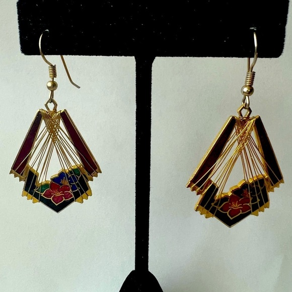 Vintage Enamel Chandelier Earrings - Picture 1 of 2